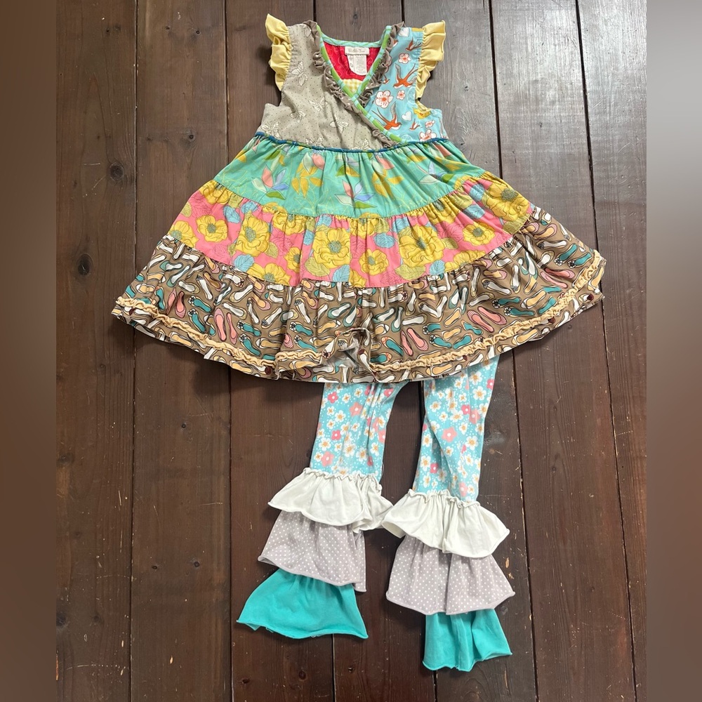 Matilda Jane It’s a Wonderful Parade Rollercoaster dress Blue Skies Leggings